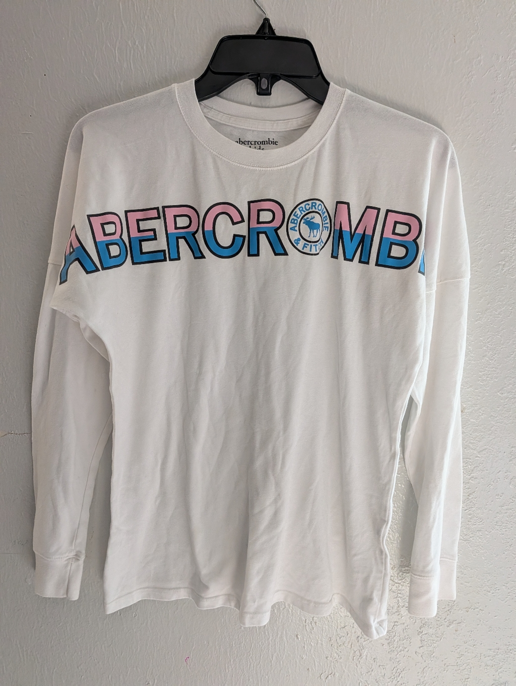 Abercrombie Kids White Tee With Pink & Blue Logo